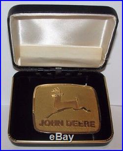 1980 John Deere Diamond Eye Leaping Deer Belt Buckle 1968 Trademark Logo Lt Ed
