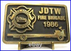 1986 John Deere Waterloo Tractor Works Employee FIRE BRIGADE Belt Buckle 1 of 25