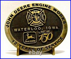 1987 John Deere Engine Works FIRE BRIGADE Belt Buckle 12 Year Employee #34 of 55