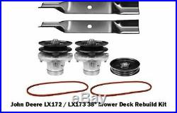 38 Mower Deck Rebuild Kit Fits John Deere LX172 173 Blades Belts Spindles (115)