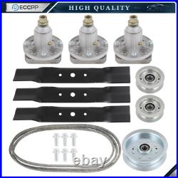 48 Mower Deck Rebuild Kit Spindles Blades Belts Pulley For John Deere L120 L130