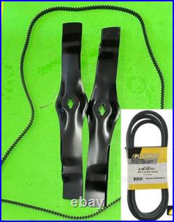 Belt & blade set for John Deere 42 Freedom mowers M128733 AM130172 M150717