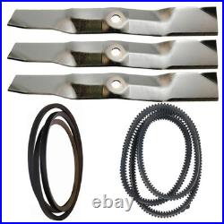Blades & Belts Kit Fits John Deere Replaces 48C Mower AM141907 Made with Aramid