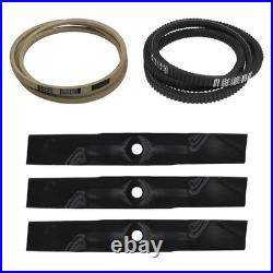 Blades & Belts Kit Fits John Deere Replaces 48C Mower AM141907 Made with Aramid