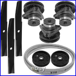 Caltric Spindle Blade Pulley & Belt For John Deere 180 38 46 48 Deck