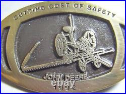 John Deere 1992 Cutting Cost of Safety Award Belt Buckle Antique Horse Mower