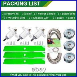 John Deere 54 Inch Mower Deck Repair Kit Includes 3 Spindles, 3 Blades & Belts