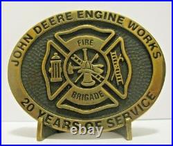 John Deere Engine Waterloo 1995 FIRE BRIGADE Belt Buckle 20 Year EMPLOYEE 2/100