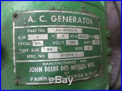 John Deere Fairbanks Morse Belt Drive 120 Volt A. C. Generator Rare