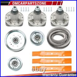 John Deere L120 L130 48 Mower Deck Rebuild Kit Spindles, Blades, Belts, Idlers