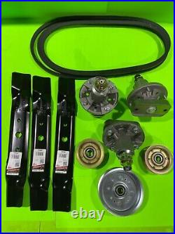 John Deere L120 L130 48 Mower Deck Rebuild Kit Spindles, Blades, Belts, Idlers