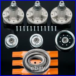 John Deere L120 L130 48 Mower Deck Rebuild Kit Spindles Blades Belts Idlers