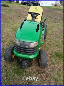 John Deere L130 46 Riding Mower W Deck Plow Bagger Chains Belts Parts Running