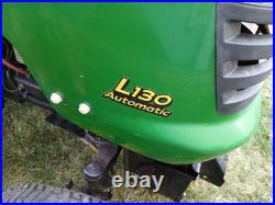 John Deere L130 46 Riding Mower W Deck Plow Bagger Chains Belts Parts Running