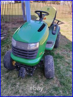 John Deere L130 46 Riding Mower W Deck Plow Bagger Chains Belts Parts Running