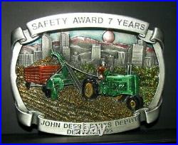 John Deere Parts Depot Denver 7 Yr EMPLOYEE Safety Award 1995 Pewter Belt Buckle