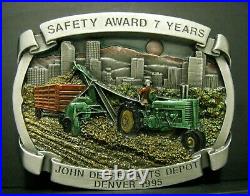 John Deere Parts Depot Denver 7 Yr EMPLOYEE Safety Award 1995 Pewter Belt Buckle