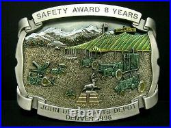 John Deere Parts Depot Denver 8 Yr EMPLOYEE Safety Award 1996 Pewter Belt Buckle