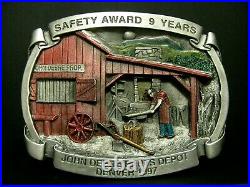 John Deere Parts Depot Denver 9 Yr EMPLOYEE Safety Award 1997 Pewter Belt Buckle
