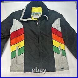 John Deere Snowmobile Suit Vintage 70s Mens L Womens XXL Jacket/Bibs Rainbow USA