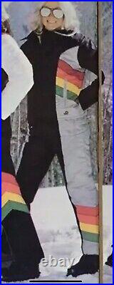 John Deere Snowmobile Suit Vintage 70s Mens L Womens XXL Jacket/Bibs Rainbow USA