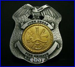 John Deere Waterloo 2000 FIRE BRIGADE EMPLOYEE Belt Buckle Award Badge Shield jd