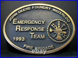 John Deere Waterloo Foundry FIRE BRIGADE ERT Belt Buckle 1993 Employee 1 of 100