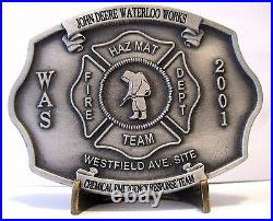 John Deere Waterloo WAS FIRE Brigade Hazmat EMPLOYEE Belt Buckle 2001 sn 1 of 60