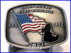 John Deere Waterloo Works WAS PEC FIRE BRIGADE Belt Buckle 2003 Employee Ltd Ed