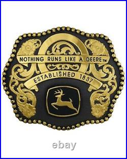 Montana Silversmiths Men's John Deere Studded Belt Buckle Silver