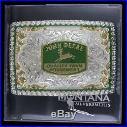 New John Deere Western Cowgirl Cowboy Gift Ag Farmer Montana Silver Belt Buckle