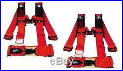 Pro Armor Seat Belt Harness 4 Point 3 Padded Polaris RZR XP S /4 /1000 RED PAIR