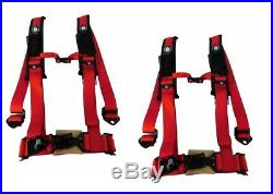 Pro Armor Seat Belt Safety Harness 4 Point 2 Padded RZR Rhino Can Am (Red) PAIR