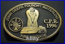 RARE 1996 John Deere Waterloo Foundry FIRE BRIGADE Employee Belt Buckle CPR jd