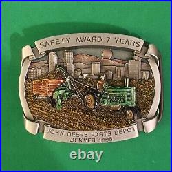 Rare! John Deere Safety Award 7 Yr Denver 1995 #23 of 33 Pewter Belt Buckle
