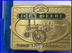 VTG John Deere Tractor Plow Moline Belt Buckle Gold Tone JD HTF RARE 588 of 2500